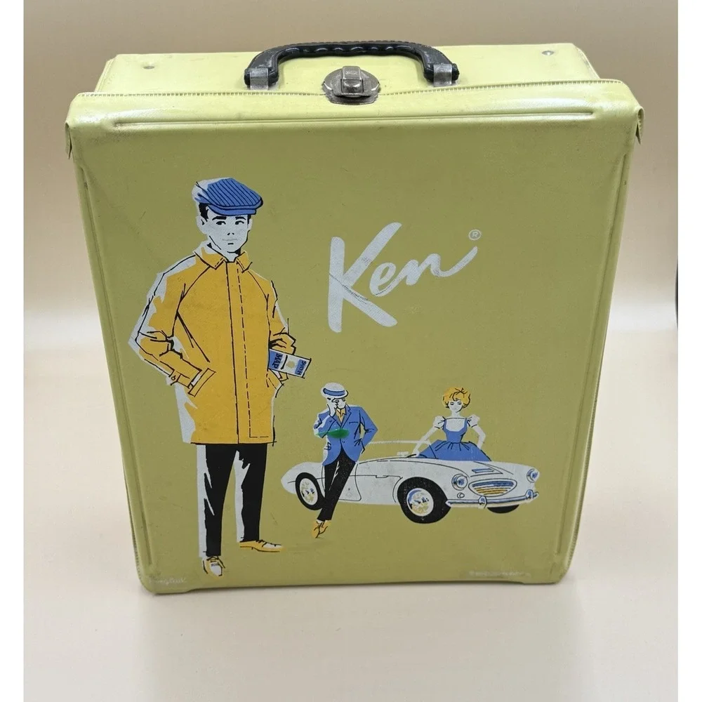Vintage 1961 Mattel Ken Doll Lot Gold Case Clothing Acc Head Off TLC Collectible